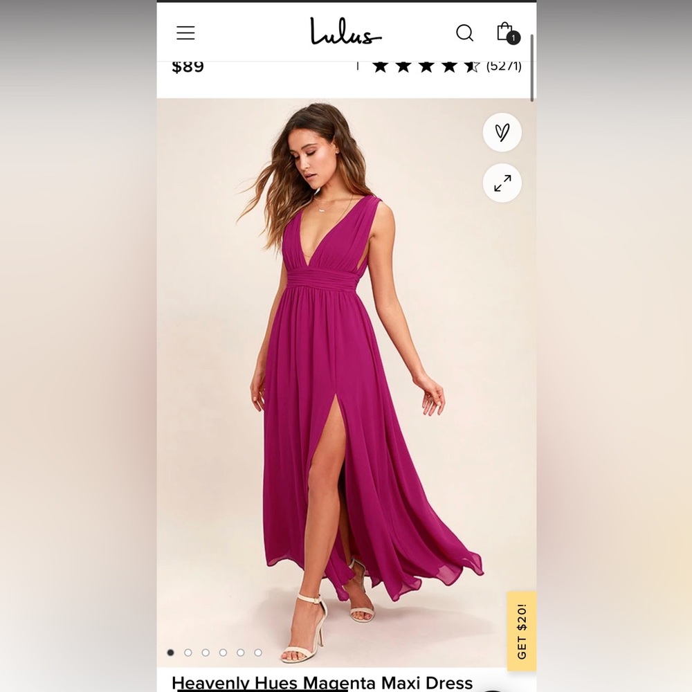 Lulus Heavenly Hues Magenta Maxi Dress size medium